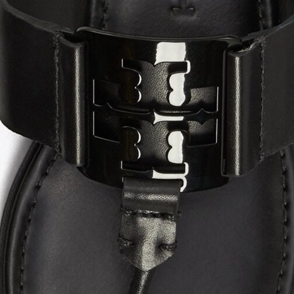 TORY BURCH * $228 * Georgia Black Logo Enamel Sandal - Picture 7 of 8